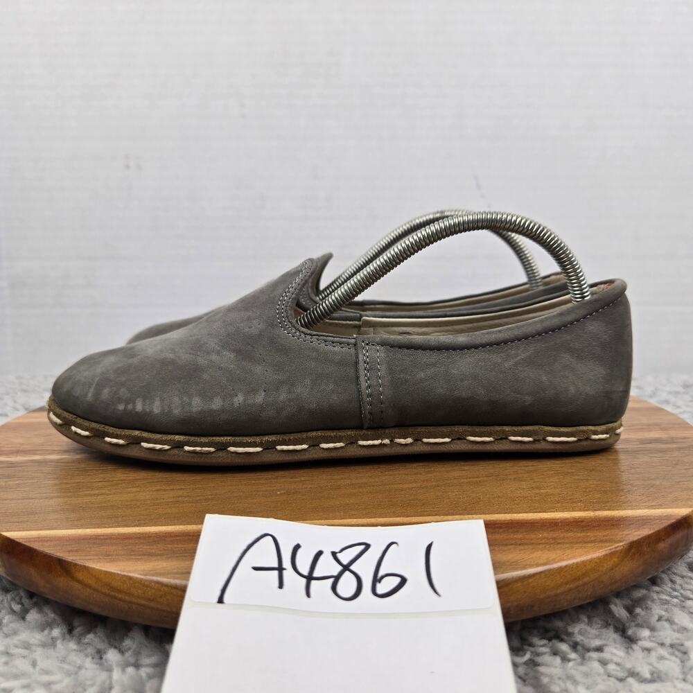 Sabah Womens 39 Ashmore Grey Leather Casual Daily Lifestyle Handmade Flat Loafer